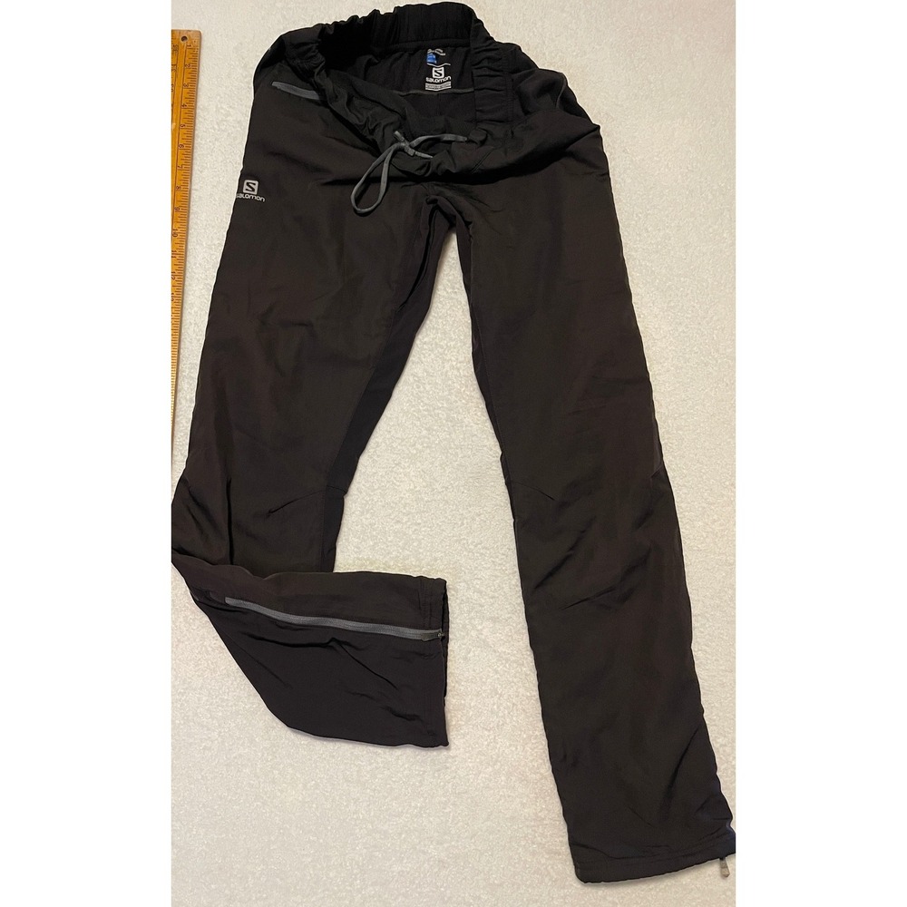 Salomon Mens Active Hiking Running Pants Black Size Medium Drawstring Zips